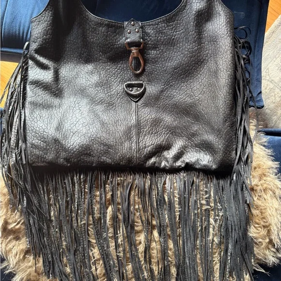 Free people pleather hobo fringe bag - Picture 6 of 8
